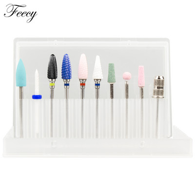 10 τμχ φρέζα για μανικιούρ Σετ τρυπάνια νυχιών από κεραμικό καρβίδιο για αφαίρεση βερνικιού τζελ Τρυπάνι μηχανής μανικιούρ πεντικιούρ