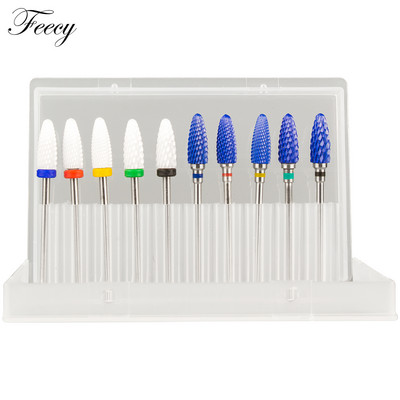 10 τμχ φρέζα για μανικιούρ Σετ τρυπάνια νυχιών από κεραμικό καρβίδιο για αφαίρεση βερνικιού τζελ Τρυπάνι μηχανής μανικιούρ πεντικιούρ