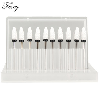 10 τμχ φρέζα για μανικιούρ Σετ τρυπάνια νυχιών από κεραμικό καρβίδιο για αφαίρεση βερνικιού τζελ Τρυπάνι μηχανής μανικιούρ πεντικιούρ