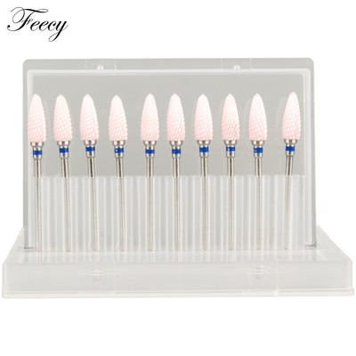 10 τμχ φρέζα για μανικιούρ Σετ τρυπάνια νυχιών από κεραμικό καρβίδιο για αφαίρεση βερνικιού τζελ Τρυπάνι μηχανής μανικιούρ πεντικιούρ