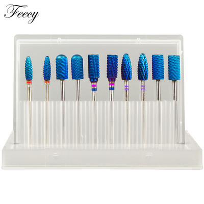 10 τμχ φρέζα για μανικιούρ Σετ τρυπάνια νυχιών από κεραμικό καρβίδιο για αφαίρεση βερνικιού τζελ Τρυπάνι μηχανής μανικιούρ πεντικιούρ