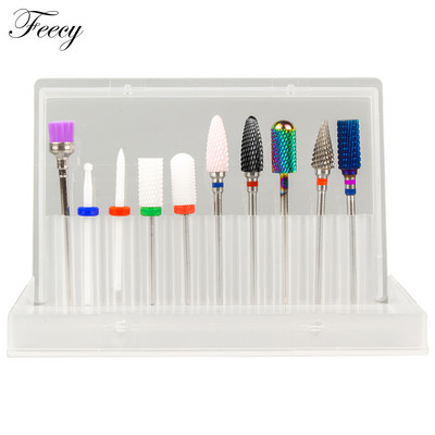 10 τμχ φρέζα για μανικιούρ Σετ τρυπάνια νυχιών από κεραμικό καρβίδιο για αφαίρεση βερνικιού τζελ Τρυπάνι μηχανής μανικιούρ πεντικιούρ