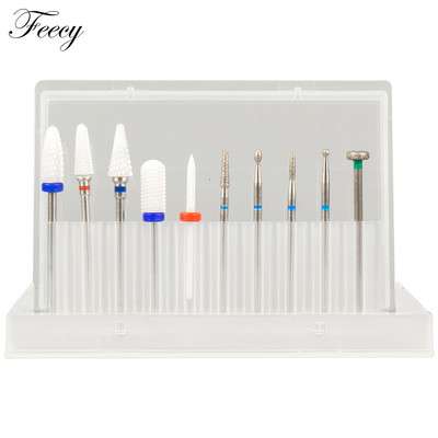 10 τμχ φρέζα για μανικιούρ Σετ τρυπάνια νυχιών από κεραμικό καρβίδιο για αφαίρεση βερνικιού τζελ Τρυπάνι μηχανής μανικιούρ πεντικιούρ