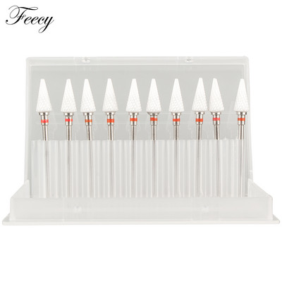 10 τμχ φρέζα για μανικιούρ Σετ τρυπάνια νυχιών από κεραμικό καρβίδιο για αφαίρεση βερνικιού τζελ Τρυπάνι μηχανής μανικιούρ πεντικιούρ