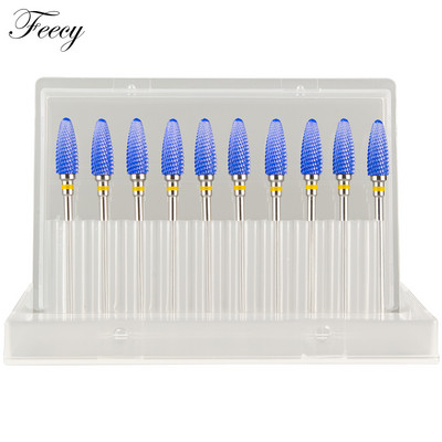 10 τμχ φρέζα για μανικιούρ Σετ τρυπάνια νυχιών από κεραμικό καρβίδιο για αφαίρεση βερνικιού τζελ Τρυπάνι μηχανής μανικιούρ πεντικιούρ