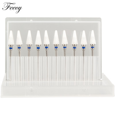 10 τμχ φρέζα για μανικιούρ Σετ τρυπάνια νυχιών από κεραμικό καρβίδιο για αφαίρεση βερνικιού τζελ Τρυπάνι μηχανής μανικιούρ πεντικιούρ