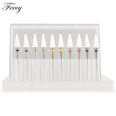 10 τμχ φρέζα για μανικιούρ Σετ τρυπάνια νυχιών από κεραμικό καρβίδιο για αφαίρεση βερνικιού τζελ Τρυπάνι μηχανής μανικιούρ πεντικιούρ