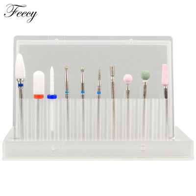 10 τμχ φρέζα για μανικιούρ Σετ τρυπάνια νυχιών από κεραμικό καρβίδιο για αφαίρεση βερνικιού τζελ Τρυπάνι μηχανής μανικιούρ πεντικιούρ