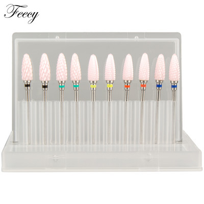 10 τμχ φρέζα για μανικιούρ Σετ τρυπάνια νυχιών από κεραμικό καρβίδιο για αφαίρεση βερνικιού τζελ Τρυπάνι μηχανής μανικιούρ πεντικιούρ