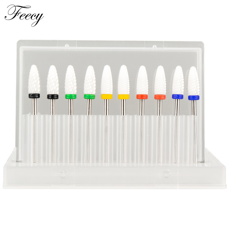 10 τμχ φρέζα για μανικιούρ Σετ τρυπάνια νυχιών από κεραμικό καρβίδιο για αφαίρεση βερνικιού τζελ Τρυπάνι μηχανής μανικιούρ πεντικιούρ