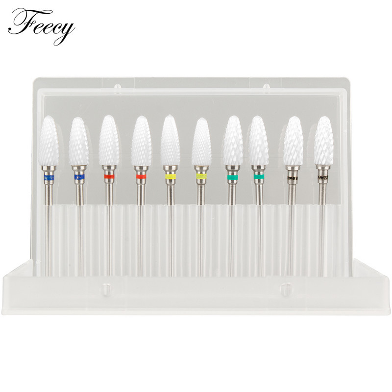 10 τμχ φρέζα για μανικιούρ Σετ τρυπάνια νυχιών από κεραμικό καρβίδιο για αφαίρεση βερνικιού τζελ Τρυπάνι μηχανής μανικιούρ πεντικιούρ