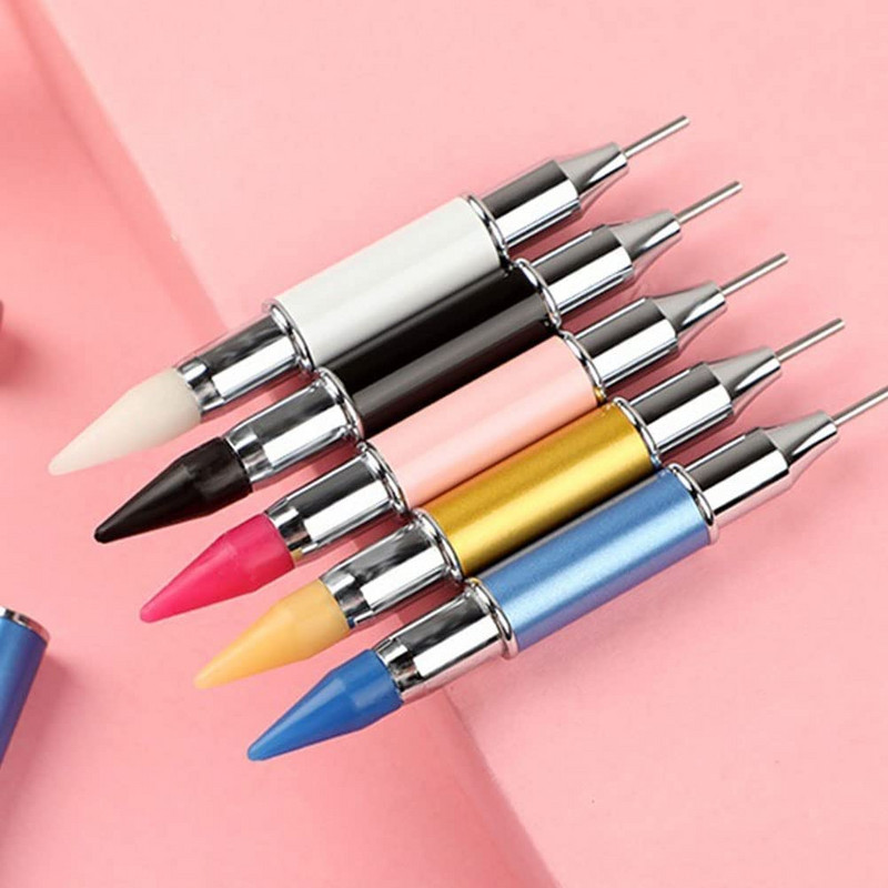 1PC Nail DIY Art Dual-ended Diamond Point Dril Pen Picking Alat za nokte Rhinestones Gems Sticky Picker Voštana olovka Alati za manikuru