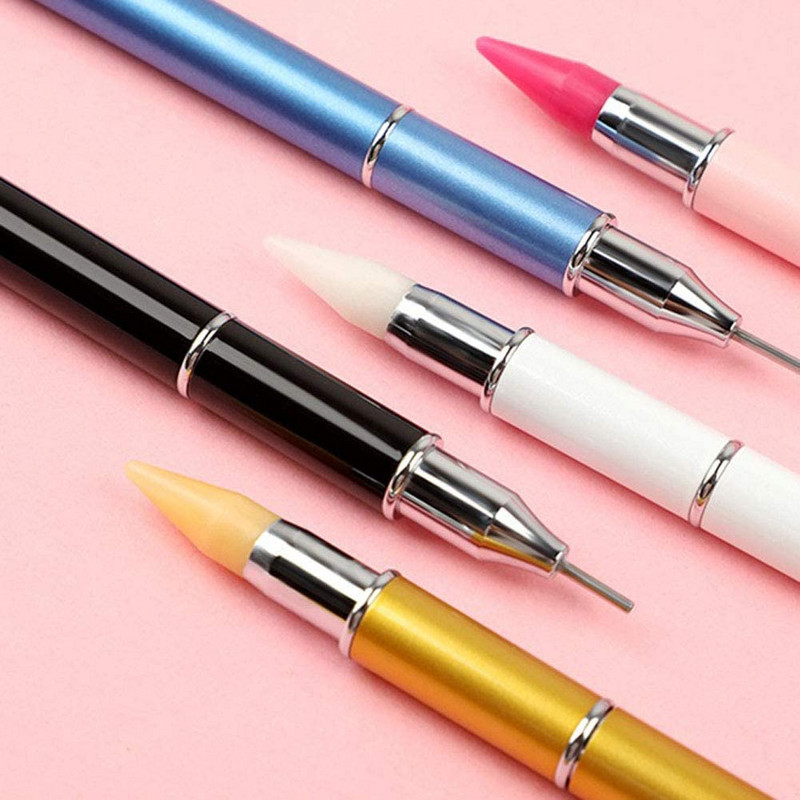 1PC Nail DIY Art Dual-ended Diamond Point Dril Pen Picking Alat za nokte Rhinestones Gems Sticky Picker Voštana olovka Alati za manikuru