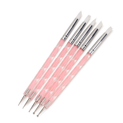 Σχέδιο Rhinestone Dual End Acrylic Nail Art Carving Dotting Pen Tip Liner Ζωγραφική Βούρτσα σχεδίασης Gel UV Polish Manicure Dot Tool