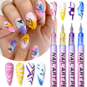2022. gada nagu lakas pildspalva nagu punktēta Abstract Line Graffiti zīmēšanas pildspalva manikīrs DIY Nail Art ūdensizturīgs skaistums nagu gēla laka