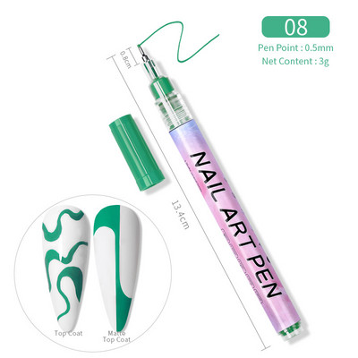 2022. gada nagu lakas pildspalva nagu punktēta Abstract Line Graffiti zīmēšanas pildspalva manikīrs DIY Nail Art ūdensizturīgs skaistums nagu gēla laka