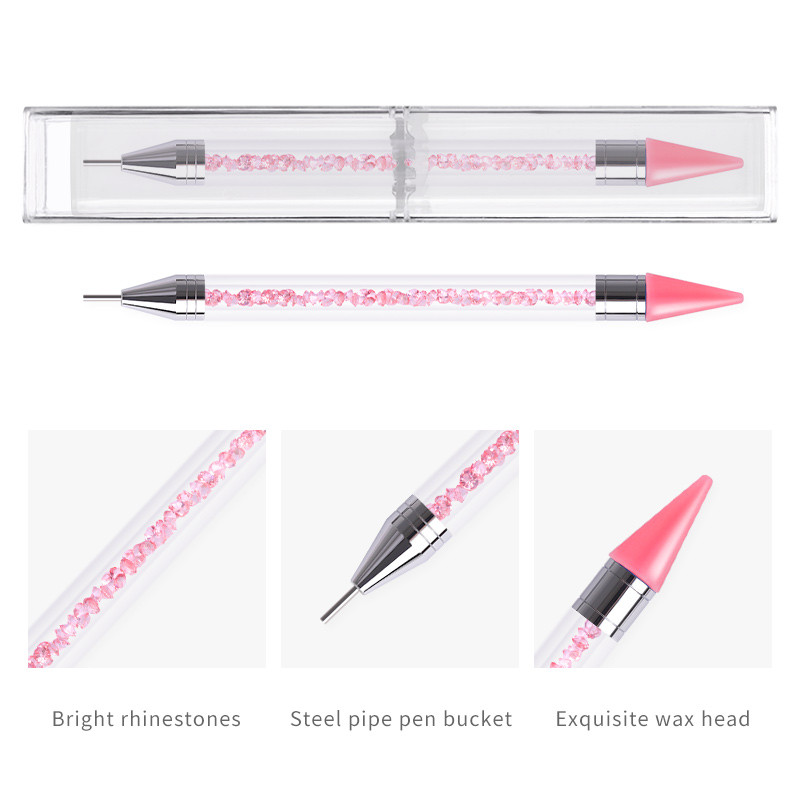 Dvostruka glava Akrilne metalne olovke za točkice Alati Krejon Voštana glava Svrdla Čelična cijev Branje noktiju Umetni kamenčići Dragulji Nails Art