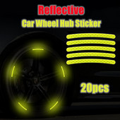 20 бр. Високо отразяващ стикер за главина на колелото на автомобила Универсална рефлексна лента Светлоотразителна лента за автомобилен багажник Мотоциклет SUV Нощно шофиране