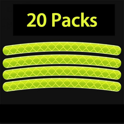 20 бр. Високо отразяващ стикер за главина на колелото на автомобила Универсална рефлексна лента Светлоотразителна лента за автомобилен багажник Мотоциклет SUV Нощно шофиране