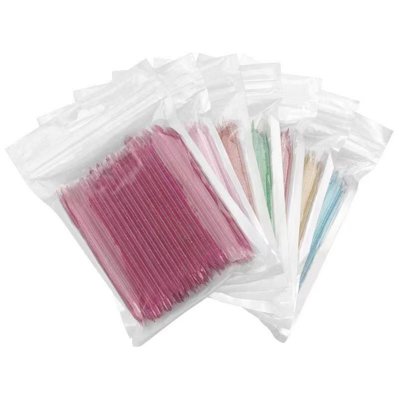50/PACK Professzionális körömpontozó szerszám 9,5x0,4 cm-es, kétfejű gyöngyök drágakövek, csapszedő kutikula toló felszedőpont fúró 7 szín