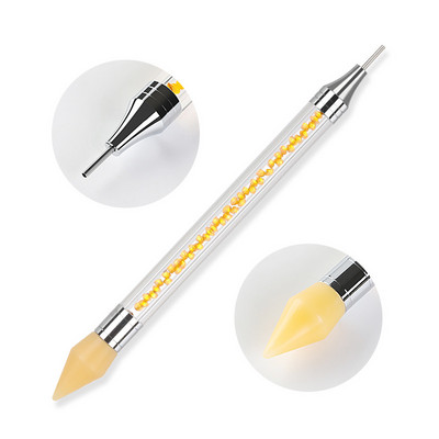 1PC Dvostruka olovka za točkice za nokte Akrilna metalna olovka za točkice od voska Piker za manikuru Alat za crtanje noktiju