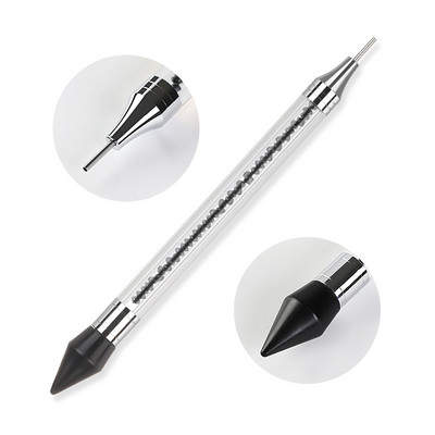 1PC Dvostruka olovka za točkice za nokte Akrilna metalna olovka za točkice od voska Piker za manikuru Alat za crtanje noktiju
