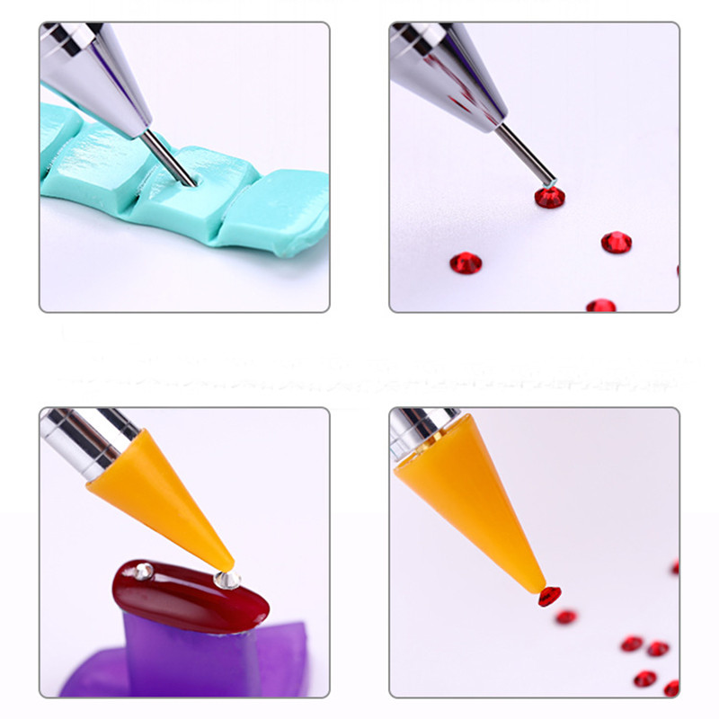 1PC Dvostruka olovka za točkice za nokte Akrilna metalna olovka za točkice od voska Piker za manikuru Alat za crtanje noktiju