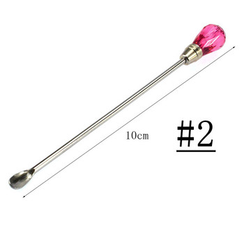 3PCS Неръждаема стомана Nail Art Stirring Rod Tool UV гел Акрилна пудра Течен прах Лъжица Шпатула Pin Dotting Pen Инструмент за нокти