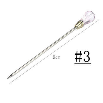 3PCS Неръждаема стомана Nail Art Stirring Rod Tool UV гел Акрилна пудра Течен прах Лъжица Шпатула Pin Dotting Pen Инструмент за нокти