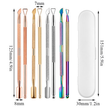 2 бр./компл. Двустранни метални пили за нокти Избутвач на кутикула от неръждаема стомана Пръст за кутикула Тример за премахване на мъртва кожа Пили за нокти