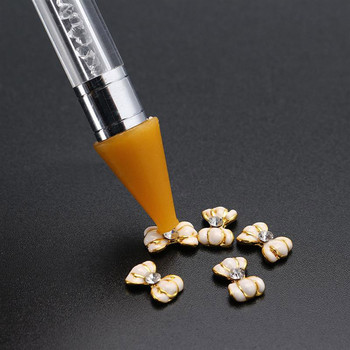 1 бр. Писалка за нокти с точки с два края с кристална дръжка Восъчен молив Crystal Beads Handle Dotting Pen Nail Art Инструменти за бране на маникюр&