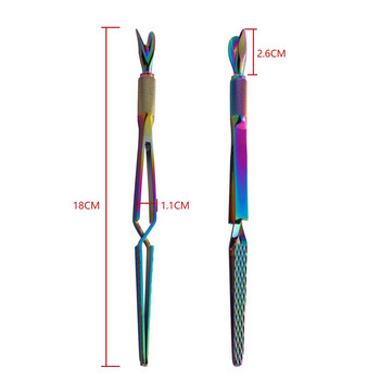 3 Way Magic Мултифункционален маникюр Педикюр C-образна крива Инструмент за прищипване Кутикула Pusher Nail Art Pincher за акрилни UV гел нокти