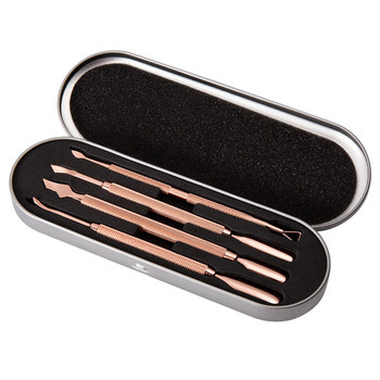 Салон за маникюр от розово злато Използвайте инструменти за изкуство за нокти от неръждаема стомана Dead Skin Push Set кутикула Pusher Set