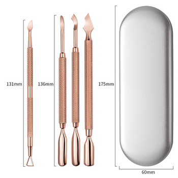 Ροζ χρυσό Μανικιούρ Nail Salon Use Nail Art Tools από ανοξείδωτο ατσάλι Dead Skin Push Cuticle Pusher Set