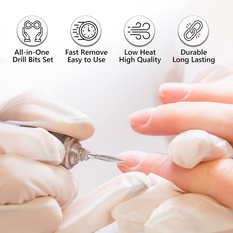 Deimantinės odelių nagų kirpimo priemonės, skirtos E-File manikiūro nagų grąžtams 3/32 colių nagų šlifuoklio antgaliai salono nagų priežiūros reikmenims