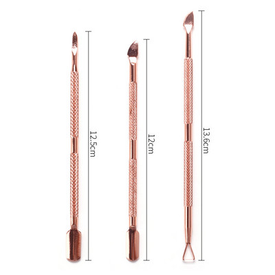 3 Styles Cuticle Pusher körömlakk eltávolító gél körömlakk lehúzó kaparó rozsdamentes acél tiszta manikűr eszközök körmökhöz