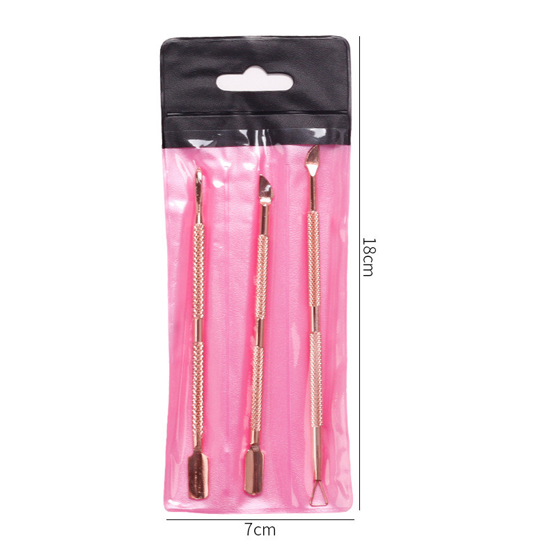 3 Styles Cuticle Pusher körömlakk eltávolító gél körömlakk lehúzó kaparó rozsdamentes acél tiszta manikűr eszközök körmökhöz