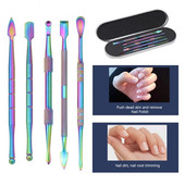 5db/tétel Rozsdamentes acél dupla nyomású körömdíszítő kutikula nyomóeszköz elhalt bőrt eltávolító kutikula vágó manikűr pedikűr ápoló eszközök