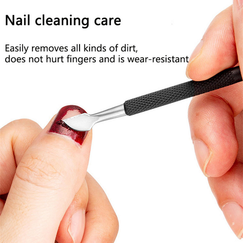 Nail Art Files UV Gél Lakk Elhalt bőr eltávolítása Manikűr Pedikűr Clean Care Tools 5 színű Rozsdamentes acél kutikula kanál toló