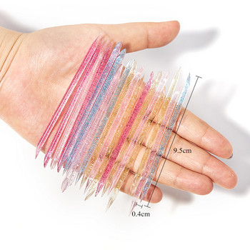50/100 τμχ επαναχρησιμοποιήσιμο κρυστάλλινο ραβδί διπλού άκρου Nail Art Cuticle Pusher Εργαλείο αφαίρεσης επιδερμίδας Πεντικιούρ Περιποίηση νυχιών Εργαλεία μανικιούρ