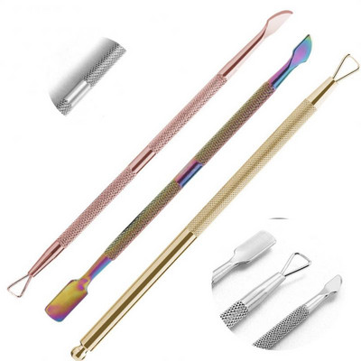 3Pcs/Set Čelični dvostrani gurač zanoktica Odstranjivač mrtve kože Sredstvo za čišćenje manikure Njega Alat za uređenje noktiju Sve za set za manikuru