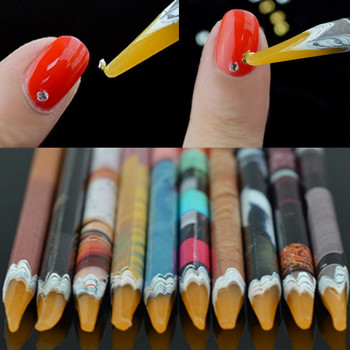 Половина химикалка 10 СМ Восъчна точкова писалка Молив Инструменти за рисуване на нокти Самозалепващи кристали Скъпоценни камъни Пробиване Бране Съвети Инструменти