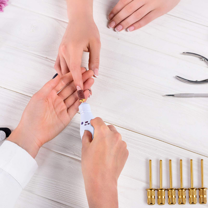 10 DB Csere körömfúró fejek Körömfúrószárak Csiszolószalag tengely elektromos reszelő körömcsiszoló manikűr pedikűrhöz (arany)
