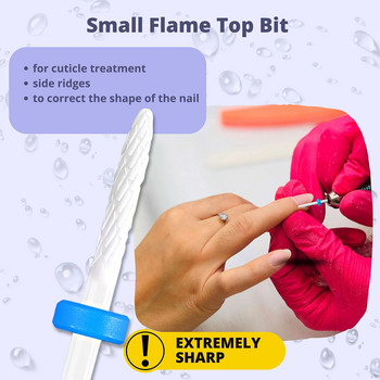 Керамични свредла за нокти 3 в 1 заострена малка пламъчна горелка с цилиндър Горен бит за домашна и професионална употреба при маникюр