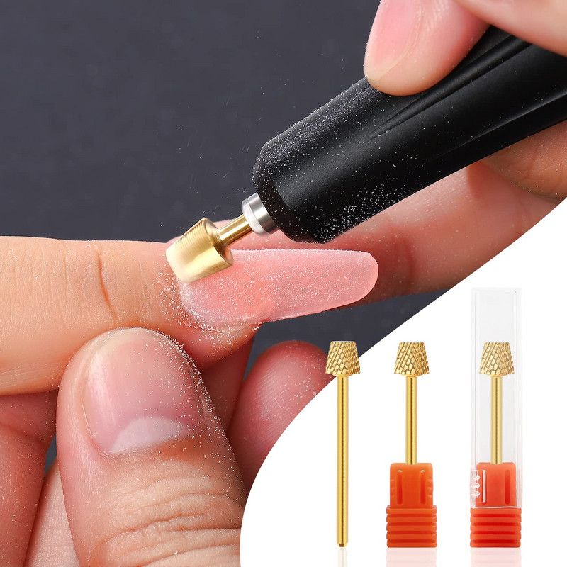 3/32"-os, 4 hetes utántöltő köröm keményfém bit - elektromos Dremel fúrógéphez, közepes, arany kúpos hátkitöltő
