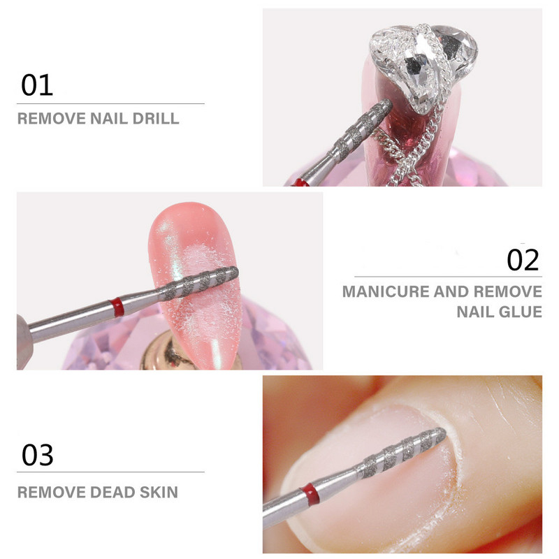 Gyémánt körömfúró spirális részecske maró manikűr körömfúró kutikula tisztításhoz Kiegészítők Efiles Nail Art eszközök
