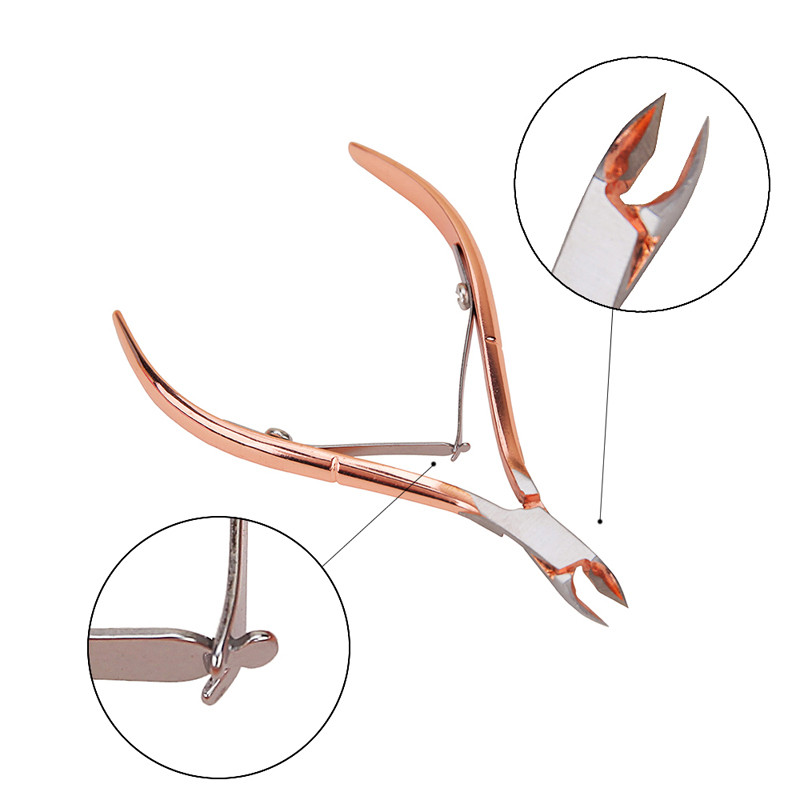 3db/táska Rose Gold Pro rozsdamentes acél kutikula eltávolító nyomó olló körömszerszám szett Finger Dead Skin csipeszvágó