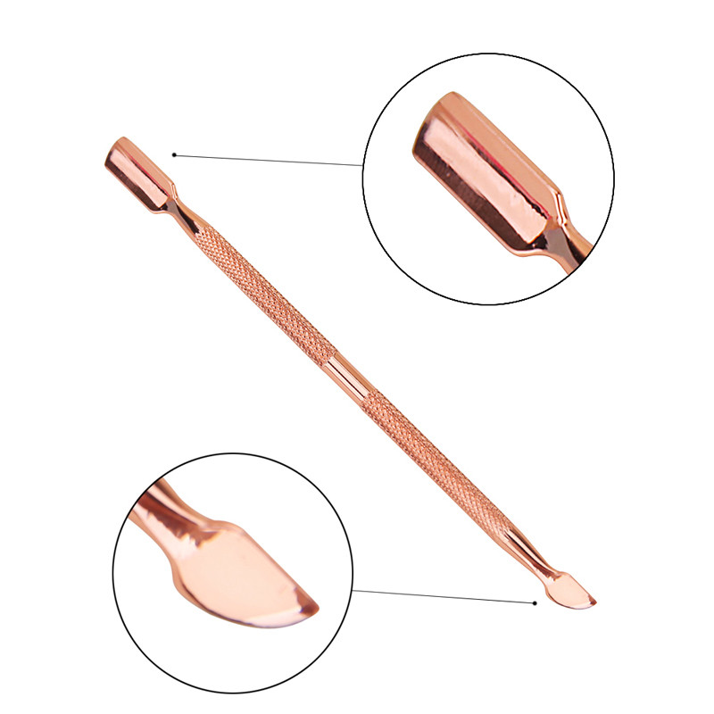 3db/táska Rose Gold Pro rozsdamentes acél kutikula eltávolító nyomó olló körömszerszám szett Finger Dead Skin csipeszvágó