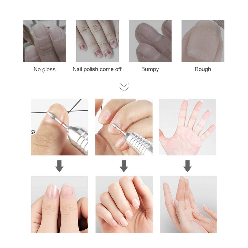 3/32" set svrdla za nokte s kutijom Clean Diamond Efile svrdla za nokte Četka za bušenje Uklonite gelove za akrilne nokte
