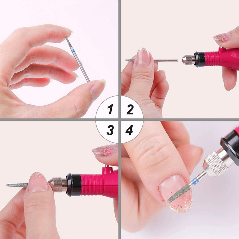 3/32" set svrdla za nokte s kutijom Clean Diamond Efile svrdla za nokte Četka za bušenje Uklonite gelove za akrilne nokte